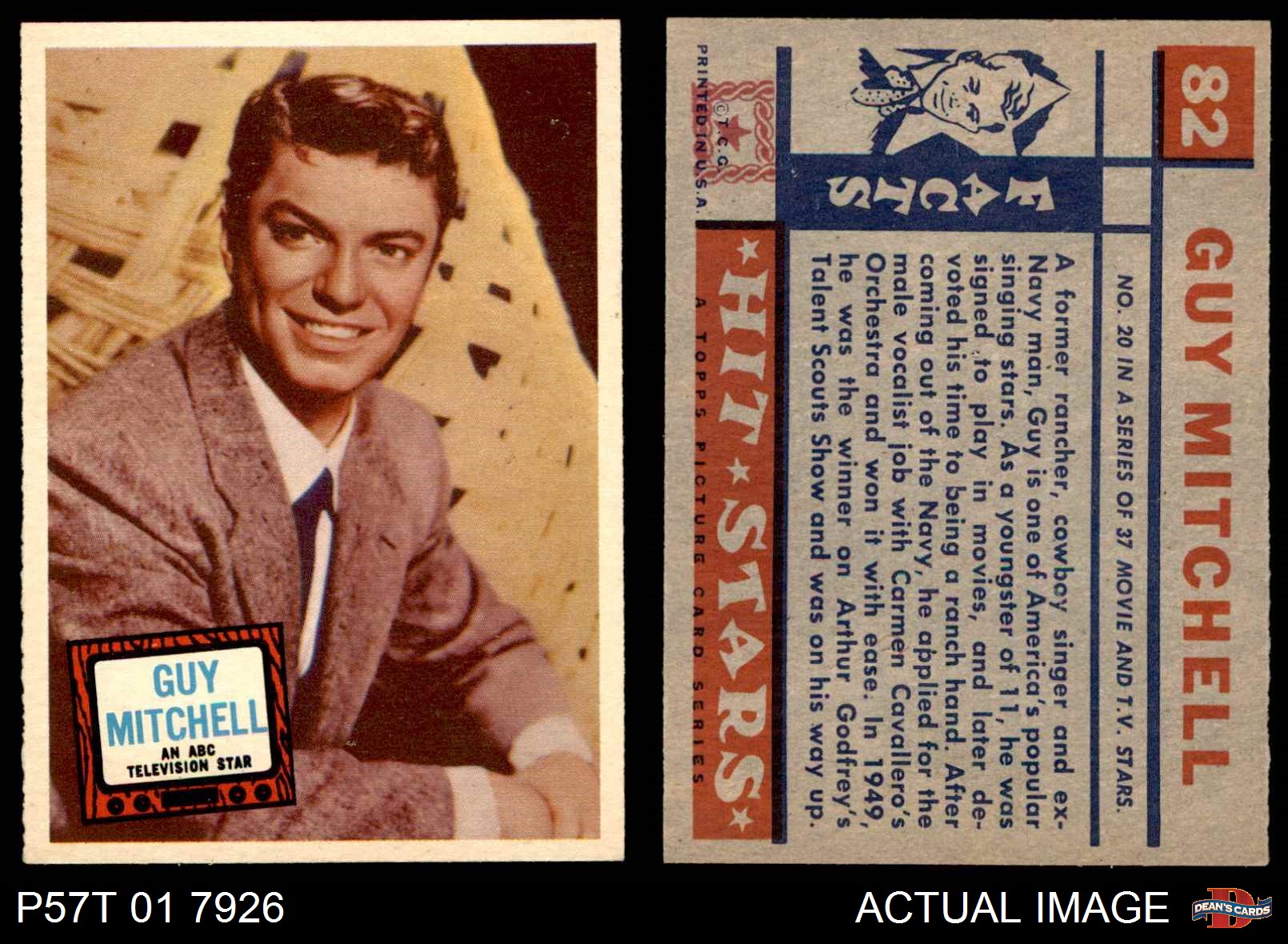 1957 Topps Hit Stars #82 Guy Mitchell VG