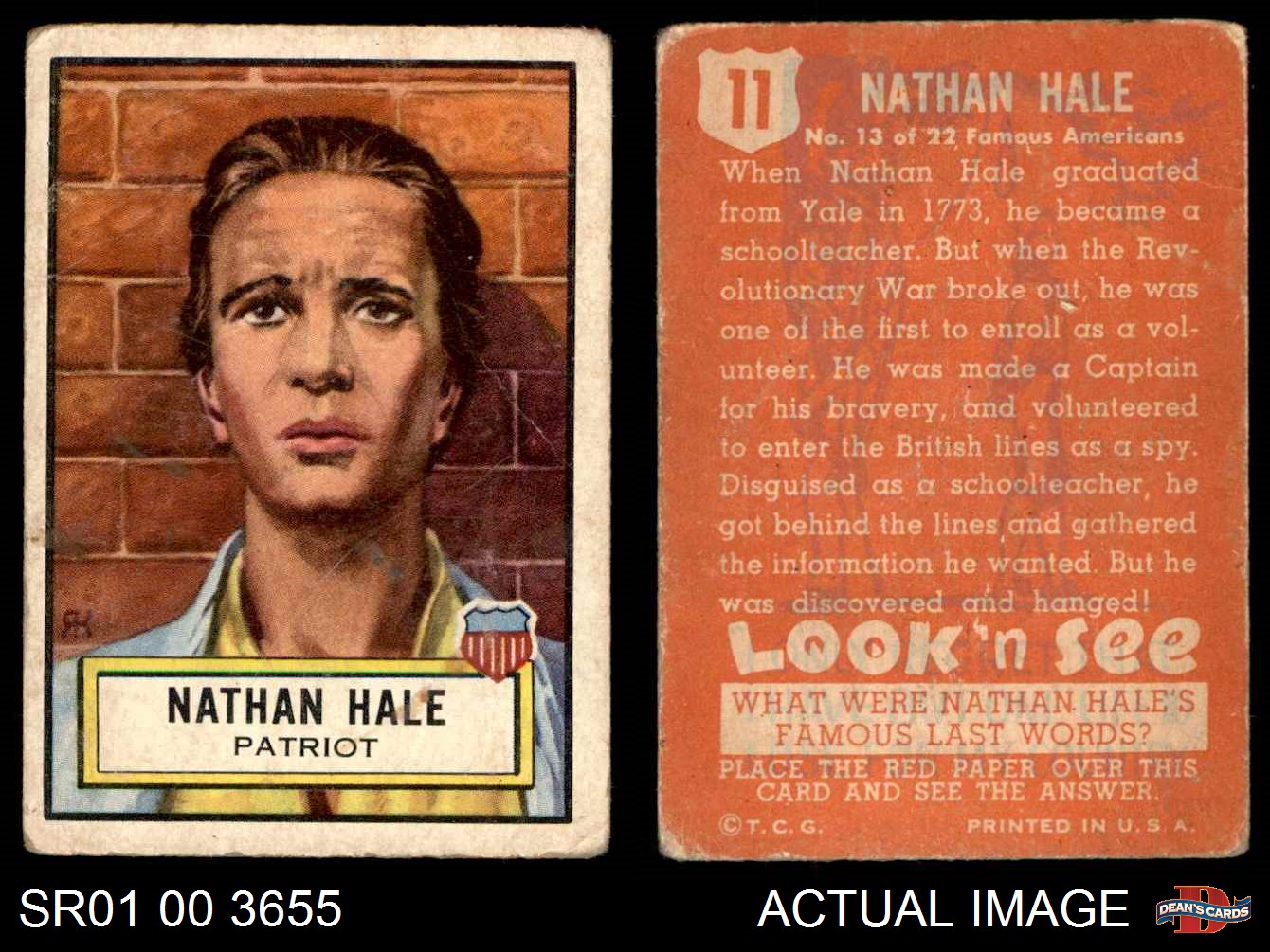 1952 Topps Look /'N See #11 Nathan Hale FAIR