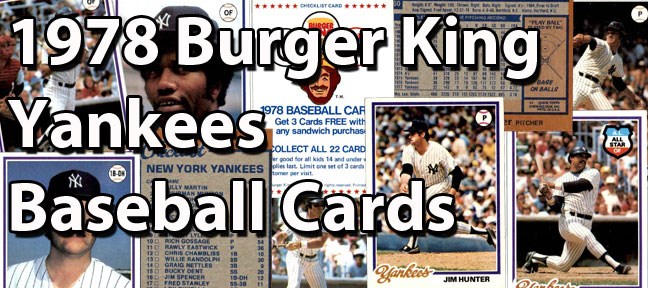 1978 Topps Burger King Yankees Baseball Cards