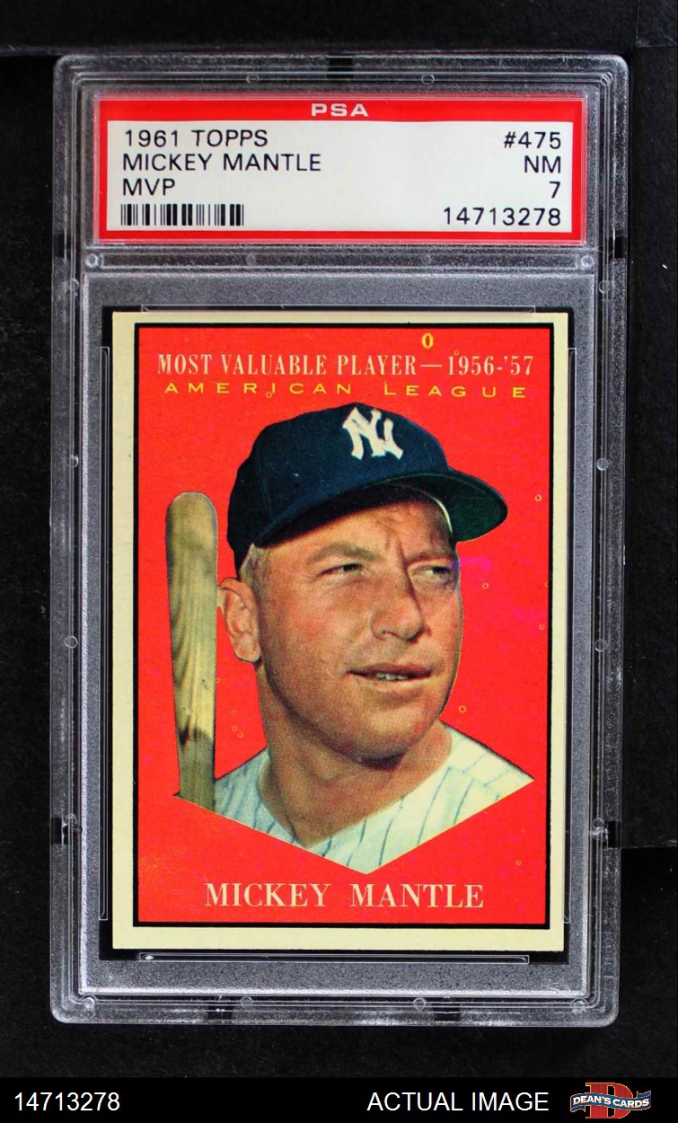 1961 Topps 475 Mickey Mantle Most Valuable Player Yankees PSA 7