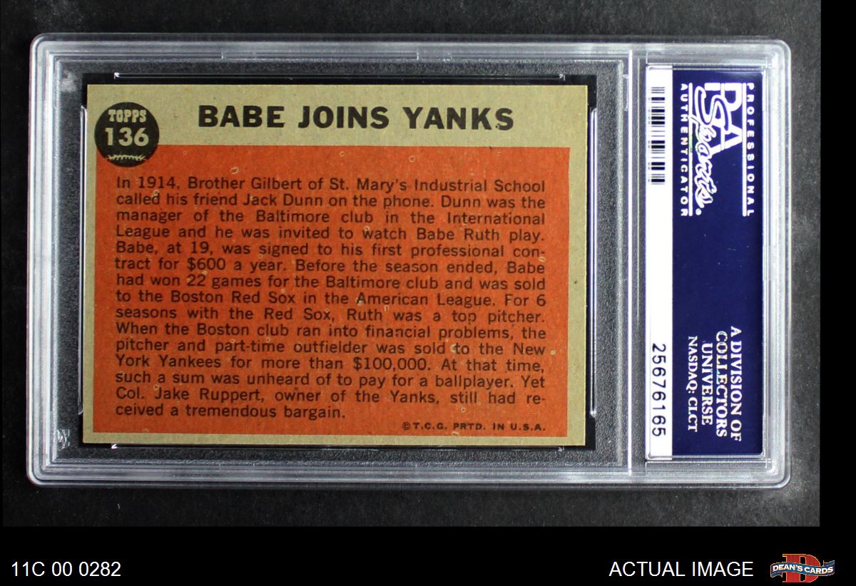 1962 Topps 136 Babe Joins Yanks Babe Ruth