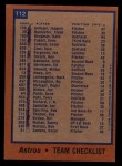 1978 Topps #112 Astros Team Checklist Back Thumbnail