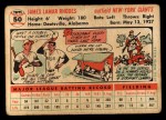 1956 Topps #50 Dusty Rhodes Back Thumbnail