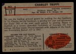 1953 Bowman #17 Charley Trippi Back Thumbnail