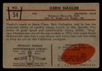 1953 Bowman #54 Gern Nagler Back Thumbnail
