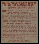 1953 Red Man #3 AL Yogi Berra Back Thumbnail