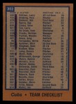 1978 Topps #302 Cubs Team Checklist Back Thumbnail