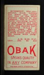 1911 T212 Obak #130 RED Walter Schmidt Back Thumbnail