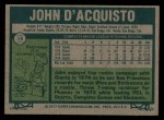 1977 Topps #19 John D'Acquisto Back Thumbnail