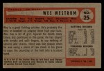 1954 Bowman #25 3B Wes Westrum Back Thumbnail
