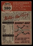1953 Topps #280 Milt Bolling Back Thumbnail