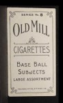 1910 T210-8 Old Mill Southern League Vinson Back Thumbnail
