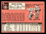 1969 Topps #260 Reggie Jackson Back Thumbnail