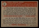 1952 Topps #37 Duke Snider Back Thumbnail