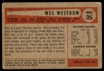 1954 Bowman #25 3B Wes Westrum Back Thumbnail