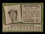 1971 Topps #713 Mike Marshall Back Thumbnail
