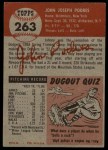 1953 Topps #263 Johnny Podres Back Thumbnail