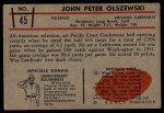 1953 Bowman #45 John Olszewski Back Thumbnail
