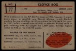 1953 Bowman #77 Cloyce Box Back Thumbnail