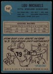 1964 Philadelphia #147 Lou Michaels Back Thumbnail