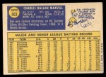 1970 Topps #503 Dal Maxvill Back Thumbnail