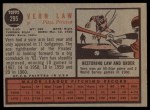 1962 Topps #295 Vern Law Back Thumbnail