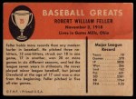 1961 Fleer #25 Bob Feller Back Thumbnail