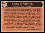 1966 Topps #147 Lum Harris Back Thumbnail