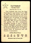 1961 Golden Press #6 Carl Hubbell Back Thumbnail