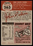 1953 Topps #263 Johnny Podres Back Thumbnail