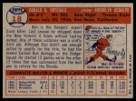 1957 Topps #18 Don Drysdale Back Thumbnail