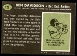 1969 Topps #128 Ben Davidson Back Thumbnail