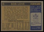 1971 Topps #45 Bob Love Back Thumbnail