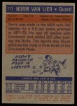 1972 Topps #111 Norm Van Lier Back Thumbnail