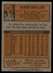 1978 Topps #102 Norm Van Lier Back Thumbnail