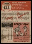 1953 Topps #123 Tommy Byrne Back Thumbnail