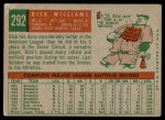 1959 Topps #292 Dick Williams Back Thumbnail