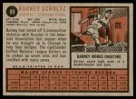 1962 Topps #89 Barney Schultz Back Thumbnail