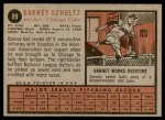 1962 Topps #89 Barney Schultz Back Thumbnail