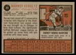 1962 Topps #89 Barney Schultz Back Thumbnail