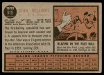 1962 Topps #515 Stan Williams Back Thumbnail