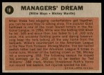 1962 Topps #18 - Mickey Mantle / Willie Mays Managers' Dream Back Thumbnail