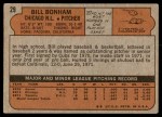 1972 Topps #29 YLW Bill Bonham Back Thumbnail