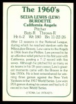 1978 TCMA The 60's #276 Lew Burdette Back Thumbnail