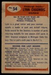 1955 Bowman #54 Lynn Chandnois Back Thumbnail