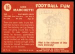 1958 Topps #16 Gino Marchetti Back Thumbnail