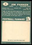1960 Topps #5 Jim Parker Back Thumbnail