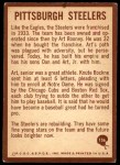 1967 Philadelphia #156 Pittsburgh Steelers Logo Back Thumbnail