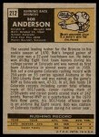 1971 Topps #212 Bob Anderson Back Thumbnail