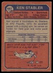 1973 Topps #487 Ken Stabler Back Thumbnail